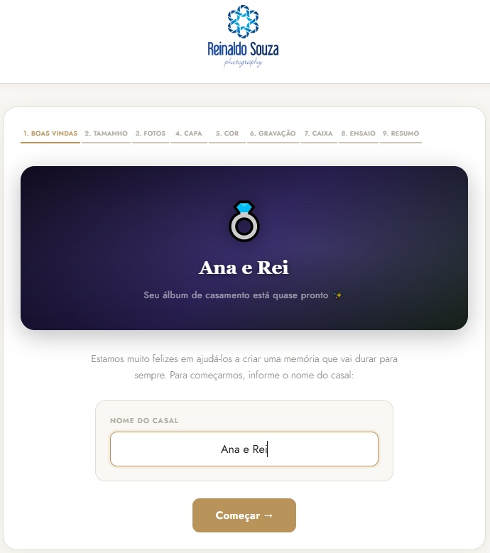 Painel personalizado de boas-vindas para o casal